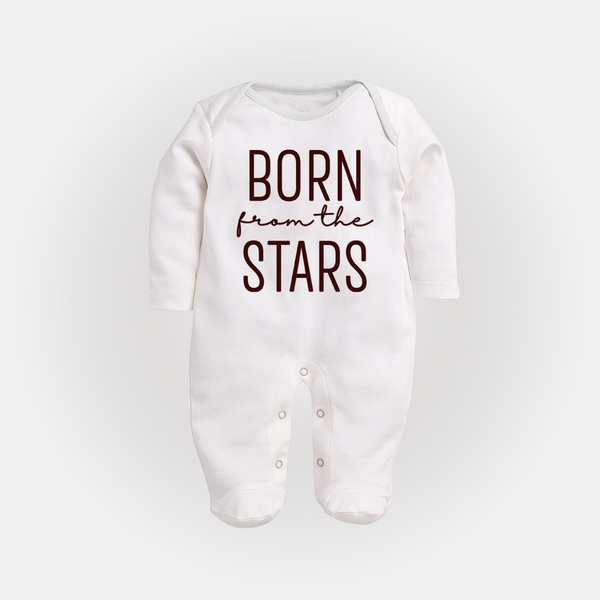 Born From the Stars Sleep Suit | Custom Baby Sleep Suit for Your Little Miracle - WHITE - New Born (Chest 7.5")