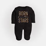 Born From the Stars Sleep Suit | Custom Baby Sleep Suit for Your Little Miracle - BLACK - New Born (Chest 7.5")
