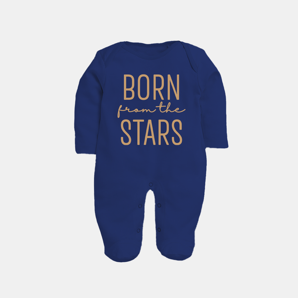Born From the Stars Sleep Suit | Custom Baby Sleep Suit for Your Little Miracle - NAVY BLUE - New Born (Chest 7.5")