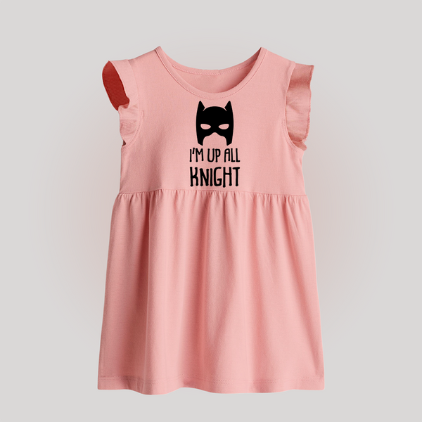 I'm Up All Night Baby Frock | Personalized BabyFrock for Night Owls - BABY PINK - 0 - 3 Months Old (Chest 17")