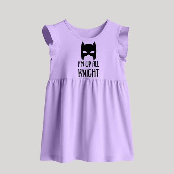 I'm Up All Night Baby Frock | Personalized BabyFrock for Night Owls - LILAC - 0 - 3 Months Old (Chest 17")