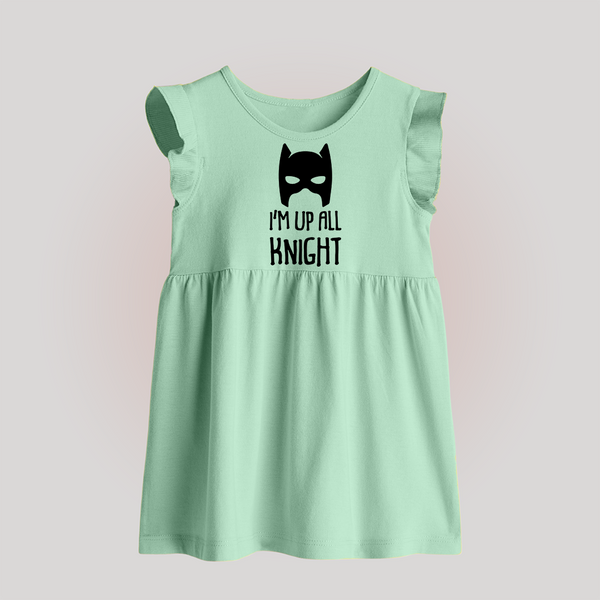 I'm Up All Night Baby Frock | Personalized BabyFrock for Night Owls - MINT GREEN - 0 - 3 Months Old (Chest 17")