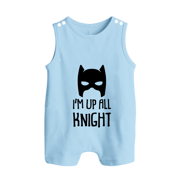 I'm Up All Night Romper Suit | Personalized Baby Romper Suit for Night Owls - BABY BLUE - 0 - 5 Months Old (Chest 18")