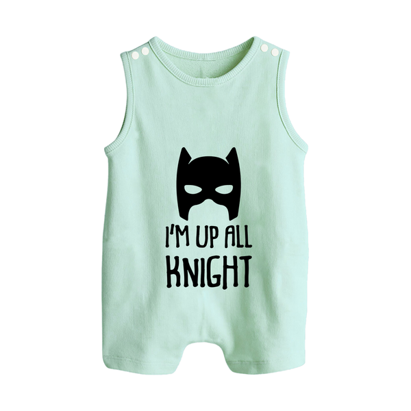 I'm Up All Night Romper Suit | Personalized Baby Romper Suit for Night Owls - MINT GREEN - 0 - 5 Months Old (Chest 18")