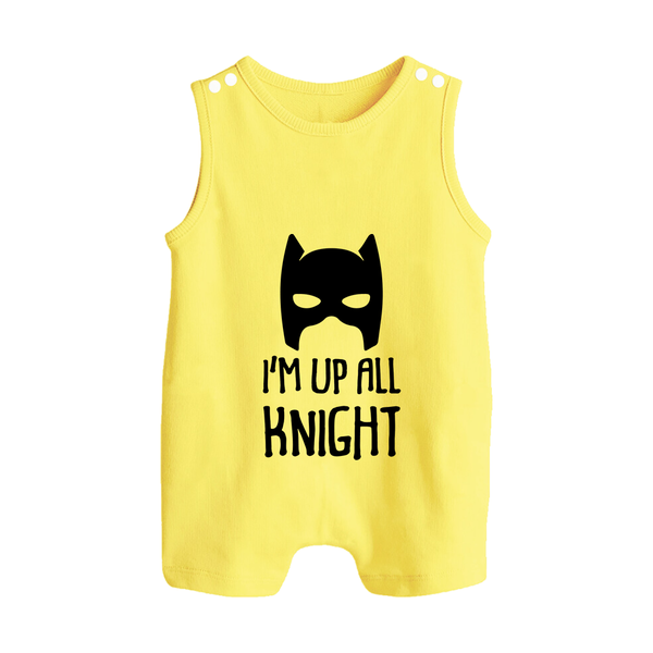 I'm Up All Night Romper Suit | Personalized Baby Romper Suit for Night Owls - PASTEL YELLOW - 0 - 5 Months Old (Chest 18")