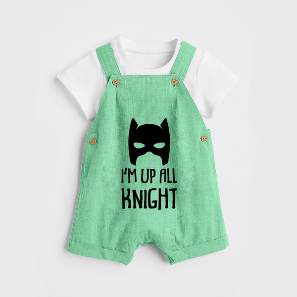 I'm Up All Night Dungaree | Personalized Baby Dungaree for Night Owls - GREEN - 0 - 5 Months Old (Chest 18")