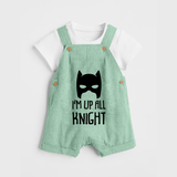 I'm Up All Night Dungaree | Personalized Baby Dungaree for Night Owls - MINT GREEN - 0 - 5 Months Old (Chest 18")