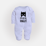 I'm Up All Night Sleep Suit | Personalized Baby Sleep Suit for Night Owls - BABY BLUE - New Born (Chest 7.5")