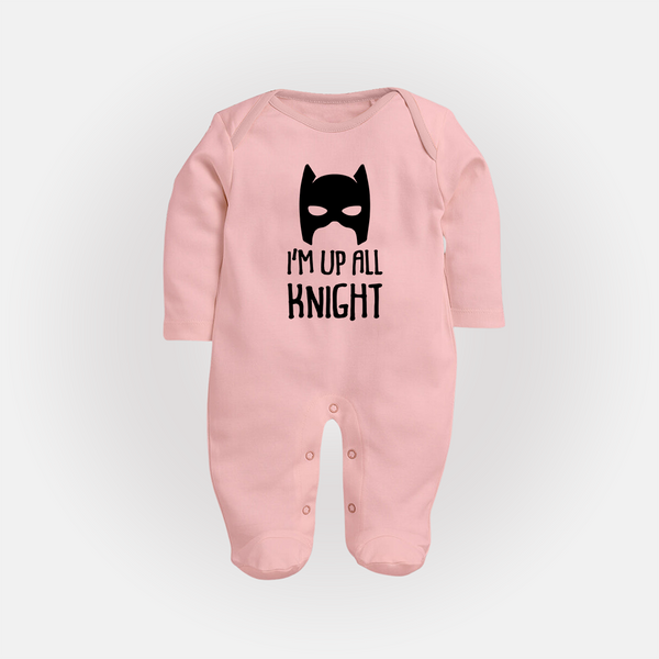 I'm Up All Night Sleep Suit | Personalized Baby Sleep Suit for Night Owls - BABY PINK - New Born (Chest 7.5")