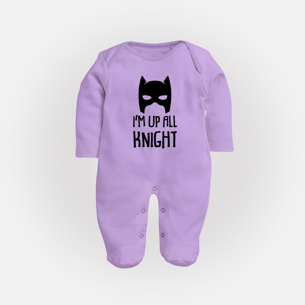 I'm Up All Night Sleep Suit | Personalized Baby Sleep Suit for Night Owls - LILAC - New Born (Chest 7.5")