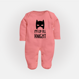 I'm Up All Night Sleep Suit | Personalized Baby Sleep Suit for Night Owls - PEACH - New Born (Chest 7.5")