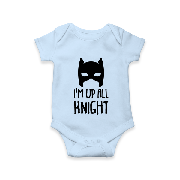 I’m Up All Night Romper | Personalized Baby Romper for Night Owls - BABY BLUE - New Born (Chest 14")