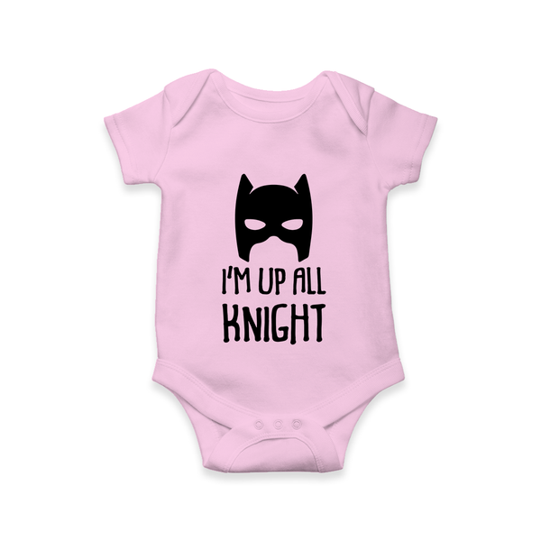I’m Up All Night Romper | Personalized Baby Romper for Night Owls - BABY PINK - New Born (Chest 14")