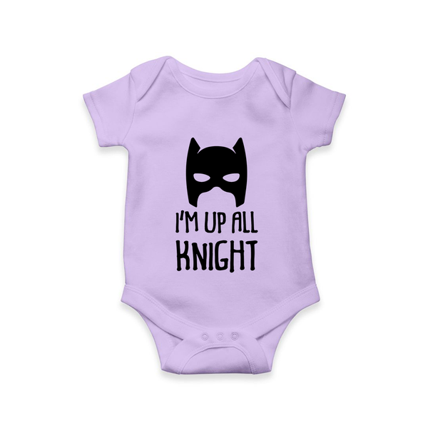 I’m Up All Night Romper | Personalized Baby Romper for Night Owls - LILAC - New Born (Chest 14")