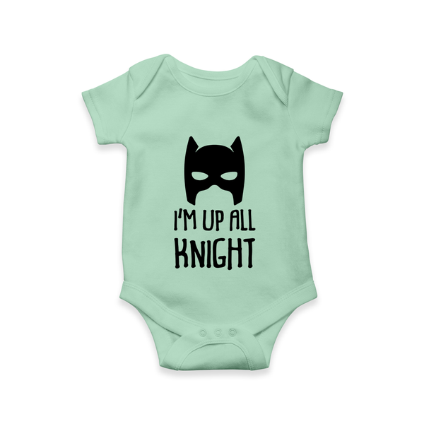 I’m Up All Night Romper | Personalized Baby Romper for Night Owls - MINT GREEN - New Born (Chest 14")