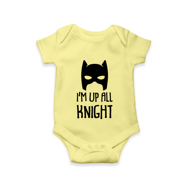 I’m Up All Night Romper | Personalized Baby Romper for Night Owls - PASTEL YELLOW - New Born (Chest 14")