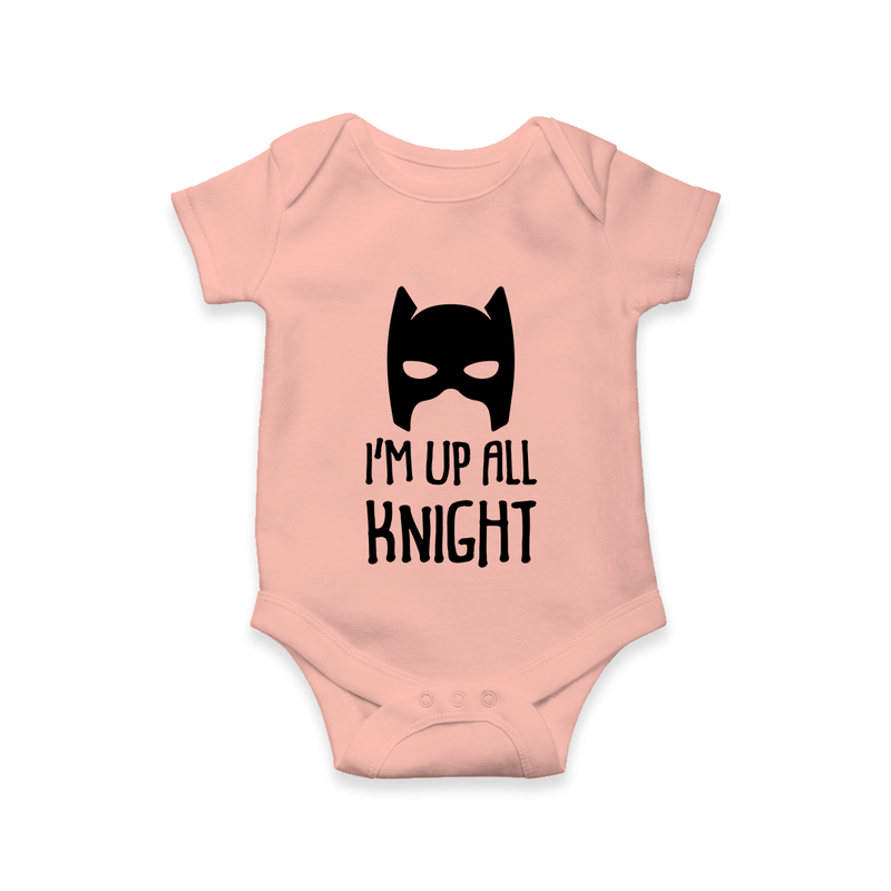 I’m Up All Night Romper | Personalized Baby Romper for Night Owls - PEACH - New Born (Chest 14")