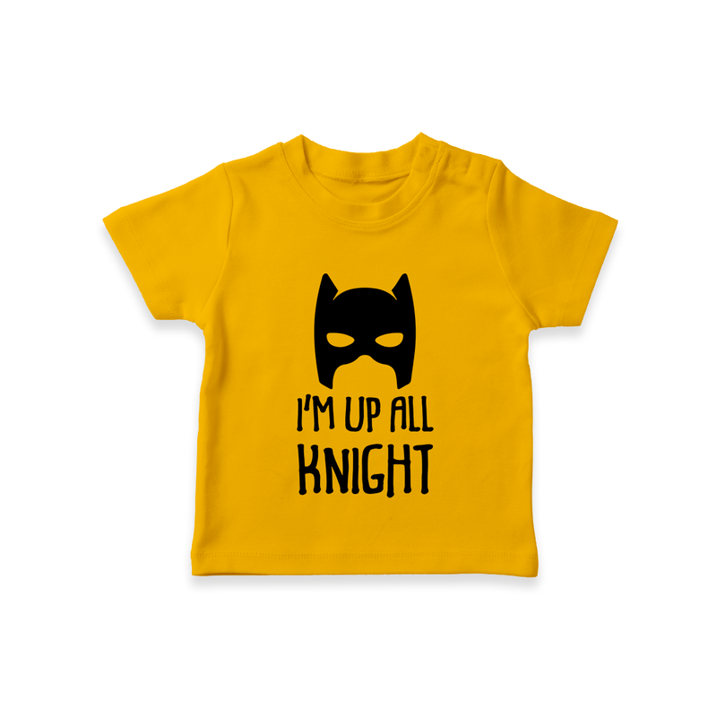 I'm Up All Night TShirt | Personalized Baby TShirt for Night Owls - CHROME YELLOW - 0-5 Months Old (Chest 17")