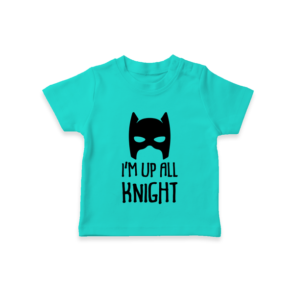 I'm Up All Night TShirt | Personalized Baby TShirt for Night Owls - TEAL - 0-5 Months Old (Chest 17")