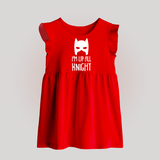 I'm Up All Night Baby Frock | Personalized BabyFrock for Night Owls - RED - 0 - 3 Months Old (Chest 17")