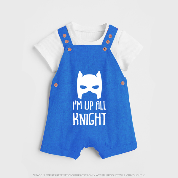 I'm Up All Night Dungaree | Personalized Baby Dungaree for Night Owls - COBALT BLUE - 0 - 5 Months Old (Chest 18")