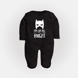 I'm Up All Night Sleep Suit | Personalized Baby Sleep Suit for Night Owls - BLACK - New Born (Chest 7.5")