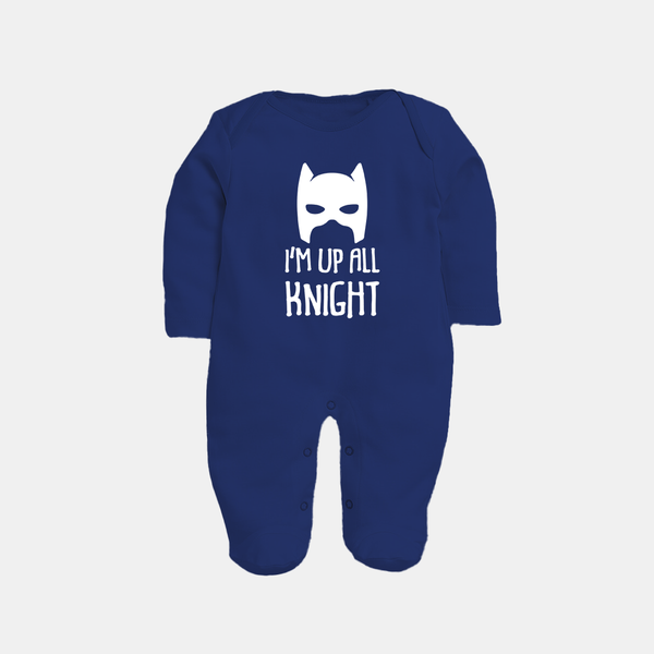 I'm Up All Night Sleep Suit | Personalized Baby Sleep Suit for Night Owls - NAVY BLUE - New Born (Chest 7.5")
