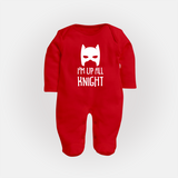 I'm Up All Night Sleep Suit | Personalized Baby Sleep Suit for Night Owls - RED - New Born (Chest 7.5")