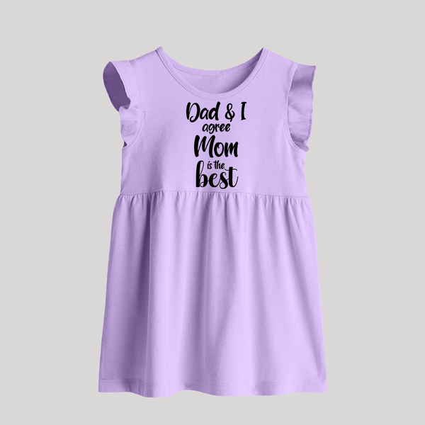 Dad & I Agree Mom Is the Best Baby Frock | Custom BabyFrock for Dad's Favorite - LILAC - 0 - 3 Months Old (Chest 17")