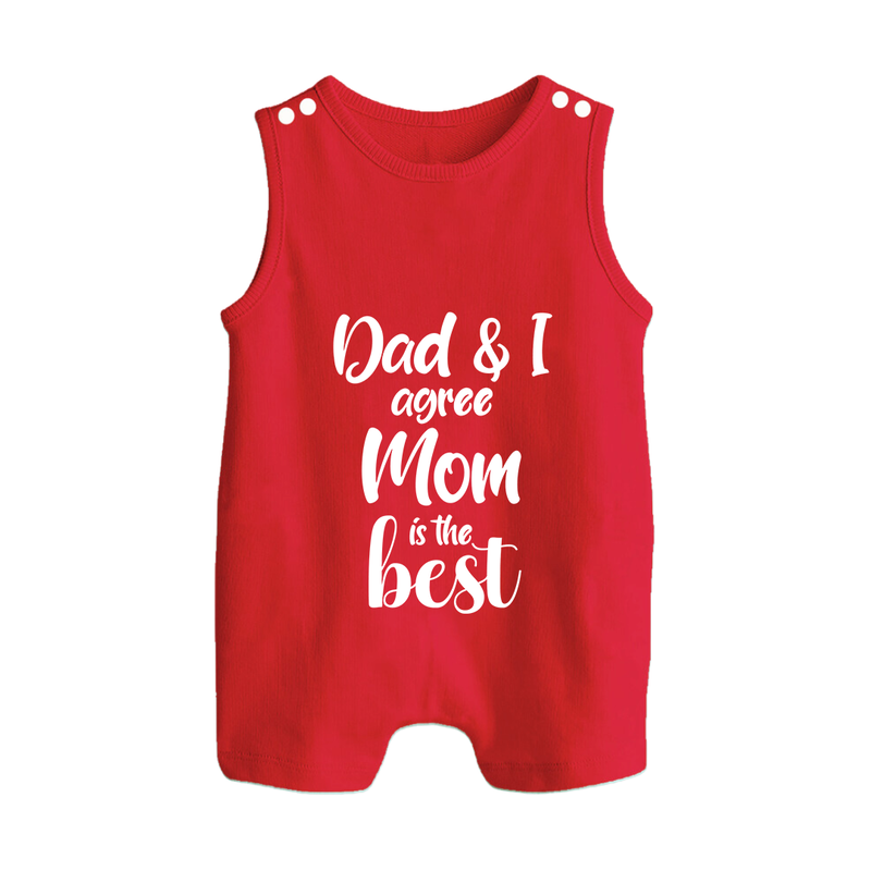 Dad & I Agree Mom Is the Best Romper Suit | Custom Baby Romper Suit for Dad's Favorite - RED - 0 - 5 Months Old (Chest 18")