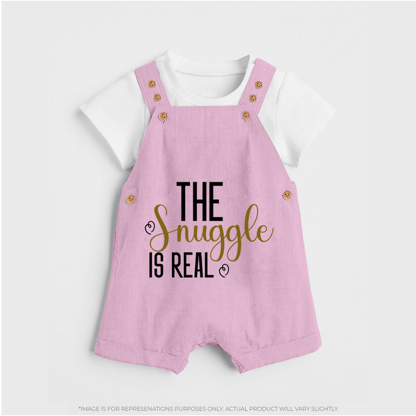 The Snuggle Is Real Dungaree | Personalized Baby Dungaree for Snuggle Time - BABY PINK - 0 - 5 Months Old (Chest 18")