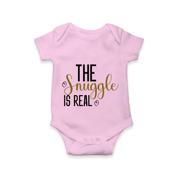 The Snuggle Is Real Romper | Personalized Baby Romper for Snuggle Time - BABY PINK - New Born (Chest 14")