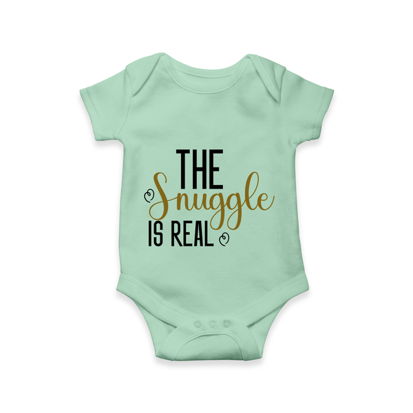 The Snuggle Is Real Romper | Personalized Baby Romper for Snuggle Time - MINT GREEN - New Born (Chest 14")