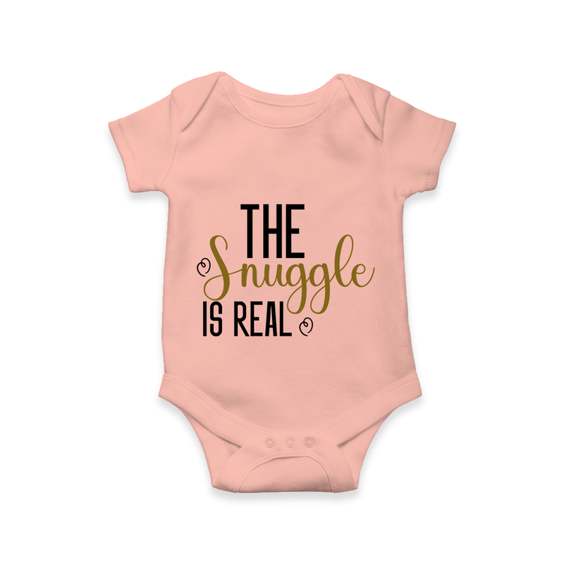 The Snuggle Is Real Romper | Personalized Baby Romper for Snuggle Time - PEACH - New Born (Chest 14")