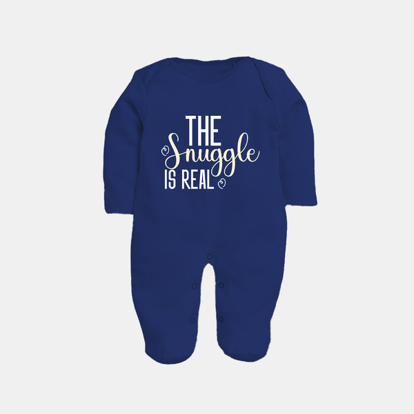 The Snuggle Is Real Sleep Suit | Personalized Baby Sleep Suit for Snuggle Time - NAVY BLUE - New Born (Chest 7.5")