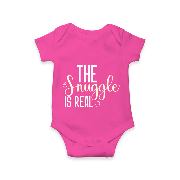 The Snuggle Is Real Romper | Personalized Baby Romper for Snuggle Time - HOT PINK - New Born (Chest 14")