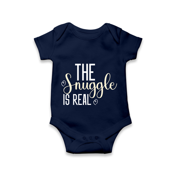 The Snuggle Is Real Romper | Personalized Baby Romper for Snuggle Time - NAVY BLUE - New Born (Chest 14")