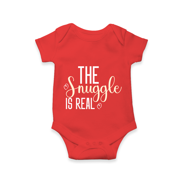 The Snuggle Is Real Romper | Personalized Baby Romper for Snuggle Time - RED - New Born (Chest 14")