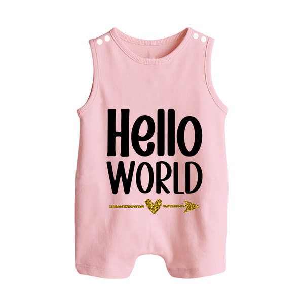 Hello World Romper Suit | Custom Baby Romper Suit for the Newborn - BABY PINK - 0 - 5 Months Old (Chest 18")
