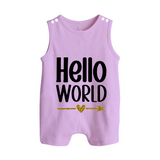 Hello World Romper Suit | Custom Baby Romper Suit for the Newborn - LILAC - 0 - 5 Months Old (Chest 18")