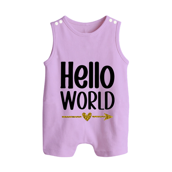 Hello World Romper Suit | Custom Baby Romper Suit for the Newborn - LILAC - 0 - 5 Months Old (Chest 18")