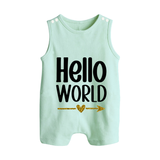 Hello World Romper Suit | Custom Baby Romper Suit for the Newborn - MINT GREEN - 0 - 5 Months Old (Chest 18")