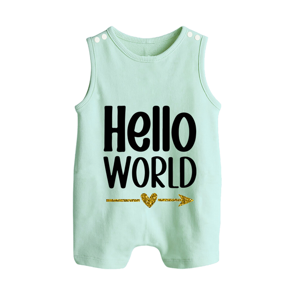 Hello World Romper Suit | Custom Baby Romper Suit for the Newborn - MINT GREEN - 0 - 5 Months Old (Chest 18")