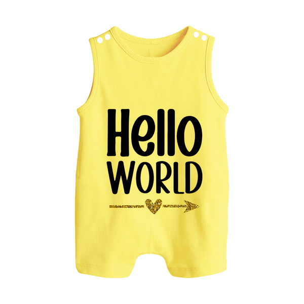 Hello World Romper Suit | Custom Baby Romper Suit for the Newborn - PASTEL YELLOW - 0 - 5 Months Old (Chest 18")