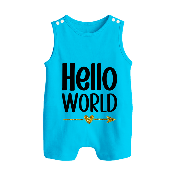 Hello World Romper Suit | Custom Baby Romper Suit for the Newborn - SKY BLUE - 0 - 5 Months Old (Chest 18")