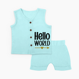 Hello World Jabla Set | Custom Baby Jabla Set for the Newborn - BABY BLUE - 0 - 3 Months Old (Chest 9.8")