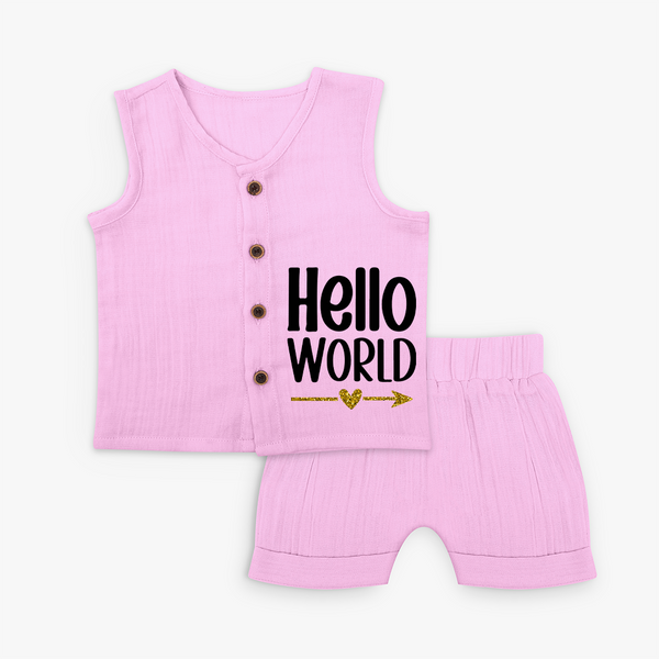 Hello World Jabla Set | Custom Baby Jabla Set for the Newborn - BABY PINK - 0 - 3 Months Old (Chest 9.8")