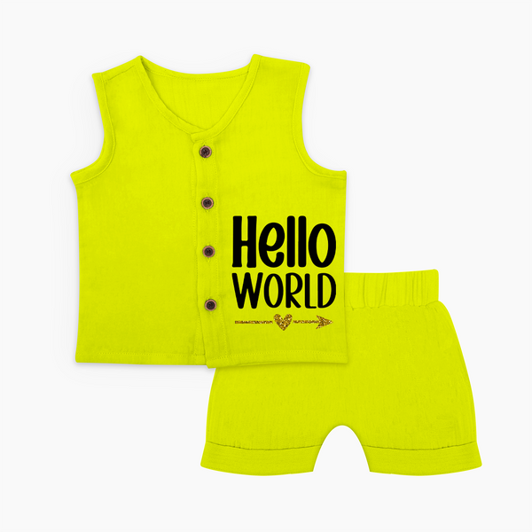 Hello World Jabla Set | Custom Baby Jabla Set for the Newborn - LIME GREEN - 0 - 3 Months Old (Chest 9.8")