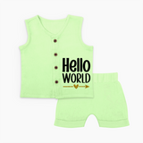 Hello World Jabla Set | Custom Baby Jabla Set for the Newborn - PASTEL GREEN - 0 - 3 Months Old (Chest 9.8")