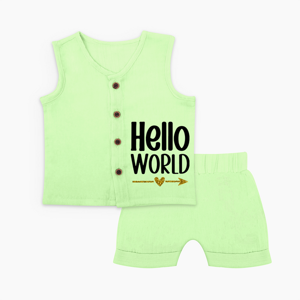 Hello World Jabla Set | Custom Baby Jabla Set for the Newborn - PASTEL GREEN - 0 - 3 Months Old (Chest 9.8")